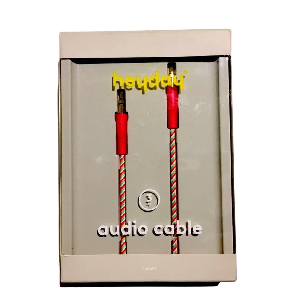 HEYDAY 3 ft AUDIO CABLE - STRIPES - 3.5mm Aux Plug